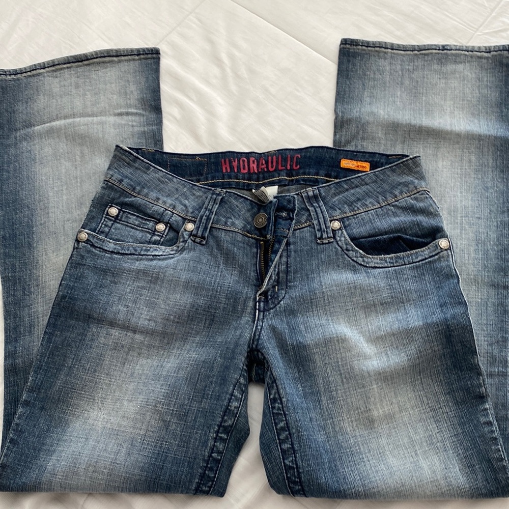 NWOT Hydraulic super low metro. NYC 1988 blue jean standard premium denim flares